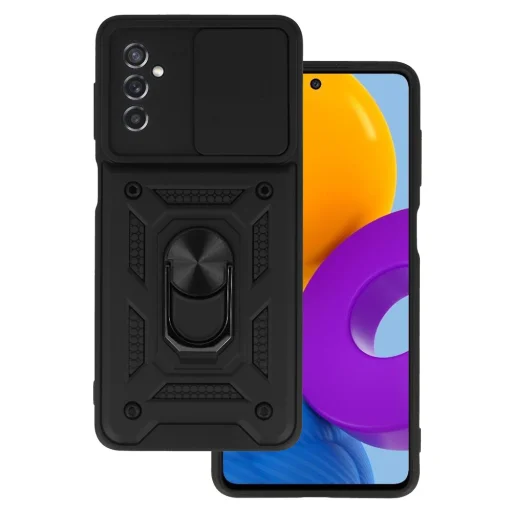 Samsung Galaxy M52 5G Armor tok csúsztatható kamera lencse védővel fekete - 1