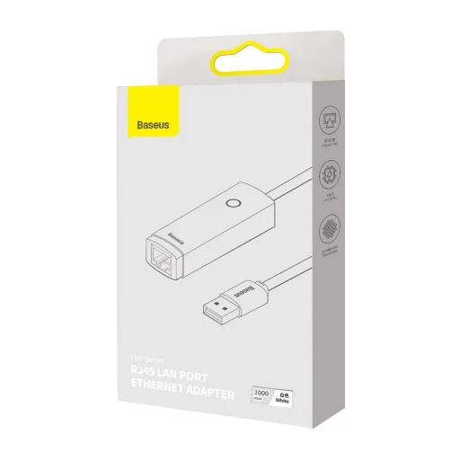 Baseus USB - RJ45 (1000 Mbps) átalakító adapter (WKQX000102) fehér - 14