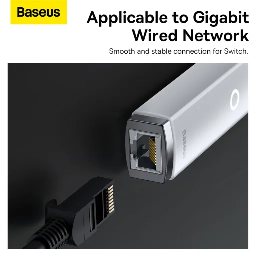 Baseus USB - RJ45 (1000 Mbps) átalakító adapter (WKQX000102) fehér - 9
