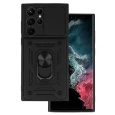 Samsung Galaxy S22 Ultra Armor tok csúsztatható kamera lencse védővel fekete