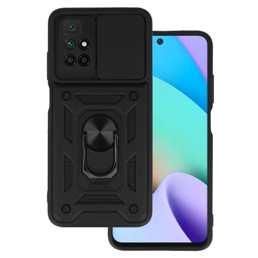 Xiaomi Redmi 10 Armor tok csúsztatható kamera lencse védővel fekete - 1