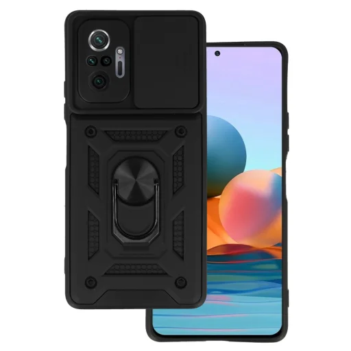 Xiaomi Redmi Note 10 Pro/ Note 10 Pro Max Armor tok csúsztatható kamera lencse védővel fekete - 1