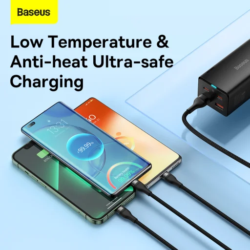 Baseus 3 az 1-ben USB - USB Type C, Lightning, Micro USB kábel 100W 6A 1.2m (CASS030001) fekete - 12