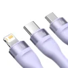 Baseus 3 az 1-ben USB - USB Type C, Lightning, Micro USB kábel 100W 6A 1.2m (CASS030005) lila - 3