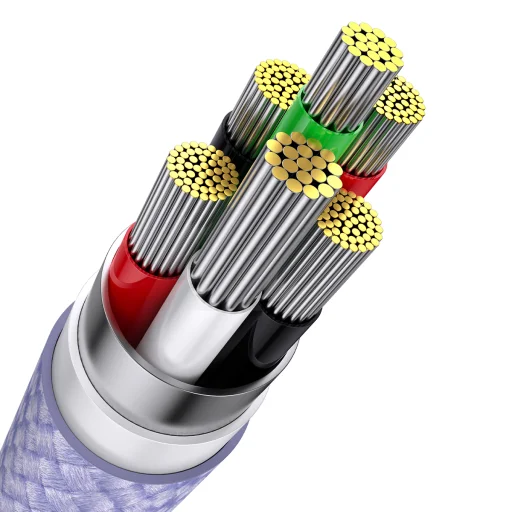 Baseus 3 az 1-ben USB - USB Type C, Lightning, Micro USB kábel 100W 6A 1.2m (CASS030005) lila - 7