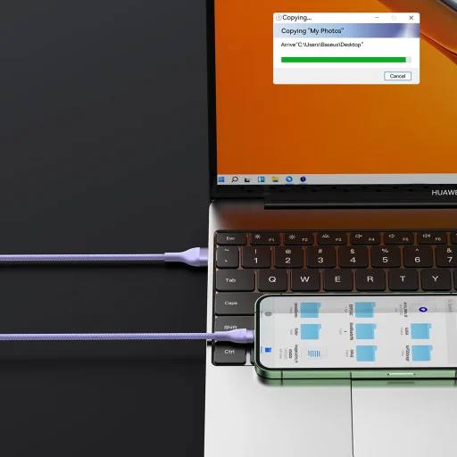 Baseus 3 az 1-ben USB - USB Type C, Lightning, Micro USB kábel 100W 6A 1.2m (CASS030005) lila - 8