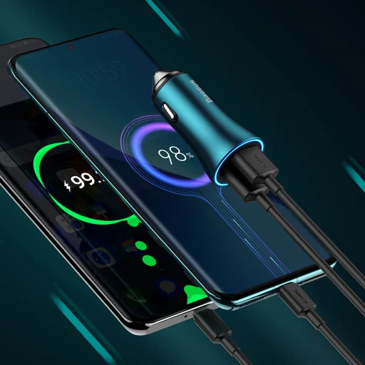 Baseus Golden Contactor Max Autós szivargyújtós töltő 2XUSB - QC PD 60W (CGJM000003) kék - 9