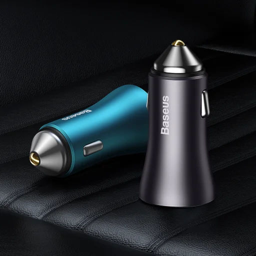 Baseus Golden Contactor Max Autós szivargyújtós töltő USB + Type C - QC PD 60W (CGJM000103) kék - 11