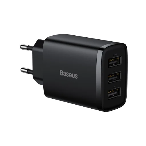 Baseus Compact hálózati töltő 3XUSB - 17W (CCXJ020101) fekete - 16