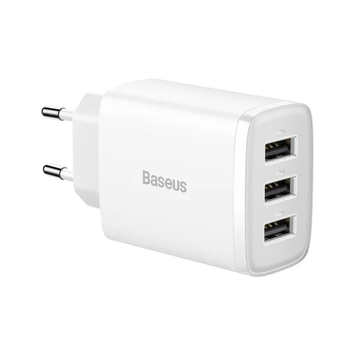 Baseus Compact hálózati töltő 3XUSB - 17W (CCXJ020102) fehér - 1