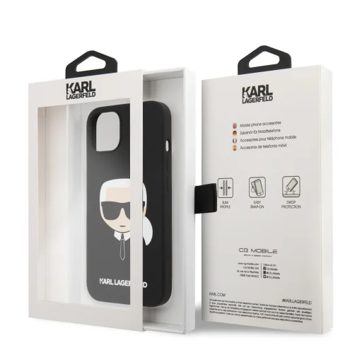 iPhone 13 Karl Lagerfeld KLHMP13MSLKHBK Karl Head MagSafe szilikon tok fekete - 6