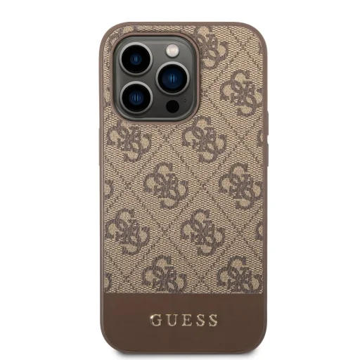 iPhone 14 Pro Guess 4G Stripe tok barna (GUHCP14LG4GLBR) - 4