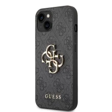 iPhone 14 Guess PU 4G Metal Logo tok szürke (GUHCP14S4GMGGR)