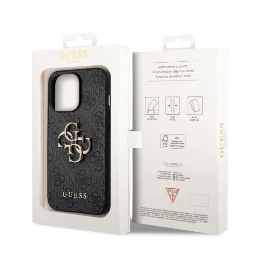 iPhone 14 Pro Guess PU 4G Metal Logo tok szürke (GUHCP14L4GMGGR) - 4