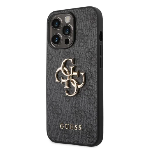 iPhone 14 Pro Guess PU 4G Metal Logo tok szürke (GUHCP14L4GMGGR) - 1