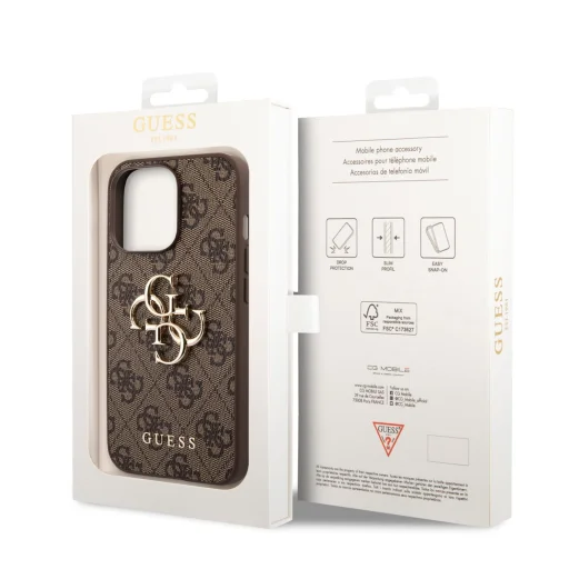 iPhone 14 Pro Guess PU 4G Metal Logo tok barna (GUHCP14L4GMGBR) - 6