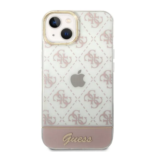 iPhone 14 Guess PC/TPU Peony Glitter Script Logo tok rózsaszín (GUHCP14SHG4MHP) - 3