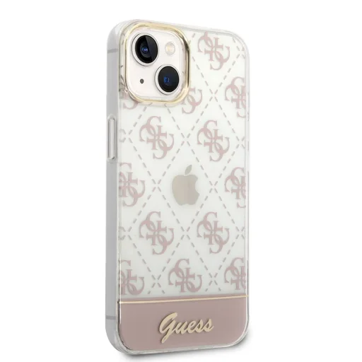 iPhone 14 Guess PC/TPU Peony Glitter Script Logo tok rózsaszín (GUHCP14SHG4MHP) - 5