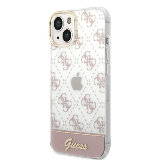 iPhone 14 Guess PC/TPU Peony Glitter Script Logo tok rózsaszín (GUHCP14SHG4MHP) - 1