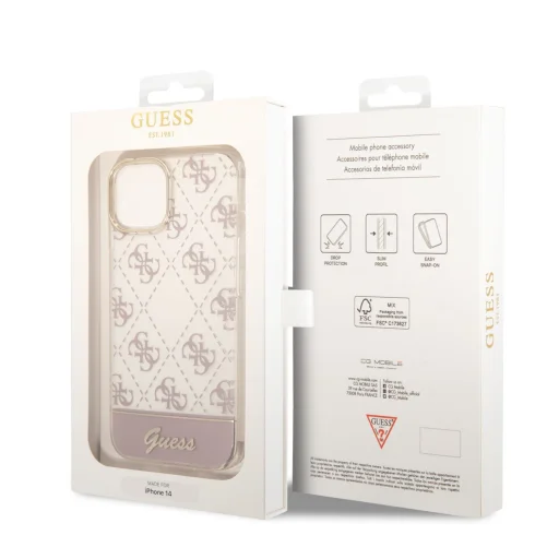 iPhone 14 Guess PC/TPU Peony Glitter Script Logo tok rózsaszín (GUHCP14SHG4MHP) - 2