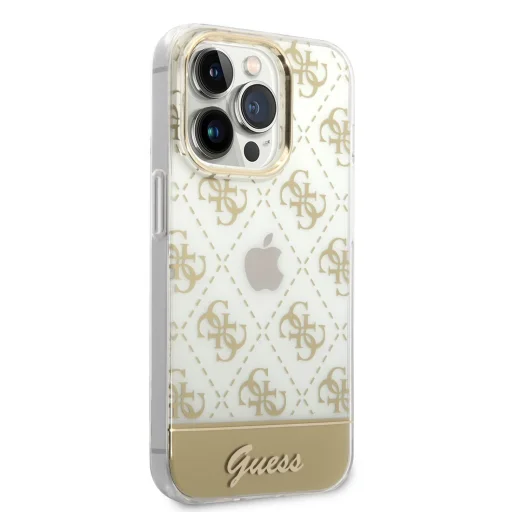 iPhone 14 Pro Guess PC/TPU Peony Glitter Script Logo tok arany (GUHCP14LHG4MHG) - 1