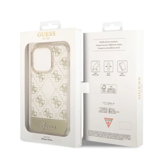 iPhone 14 Pro Guess PC/TPU Peony Glitter Script Logo tok arany (GUHCP14LHG4MHG) - 4