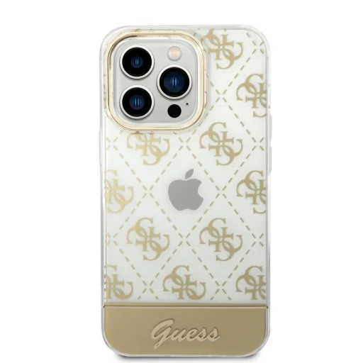 iPhone 14 Pro Guess PC/TPU Peony Glitter Script Logo tok arany (GUHCP14LHG4MHG) - 2
