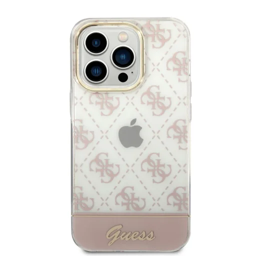 iPhone 14 Pro Guess PC/TPU Peony Glitter Script Logo tok rózsaszín (GUHCP14LHG4MHP) - 3