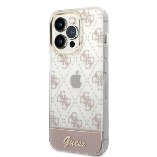 iPhone 14 Pro Guess PC/TPU Peony Glitter Script Logo tok rózsaszín (GUHCP14LHG4MHP) - 1