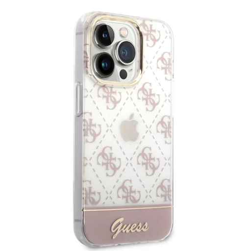 iPhone 14 Pro Guess PC/TPU Peony Glitter Script Logo tok rózsaszín (GUHCP14LHG4MHP) - 5