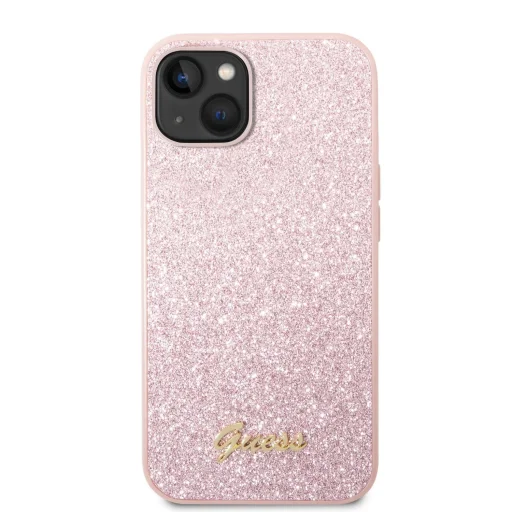 iPhone 14 Plus Guess PC/TPU Glitter Flakes Metal Logo tok rózsaszín (GUHCP14MHGGSHP) - 3