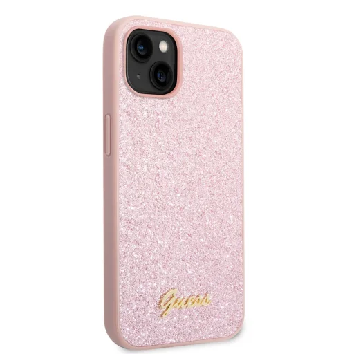 iPhone 14 Plus Guess PC/TPU Glitter Flakes Metal Logo tok rózsaszín (GUHCP14MHGGSHP) - 4