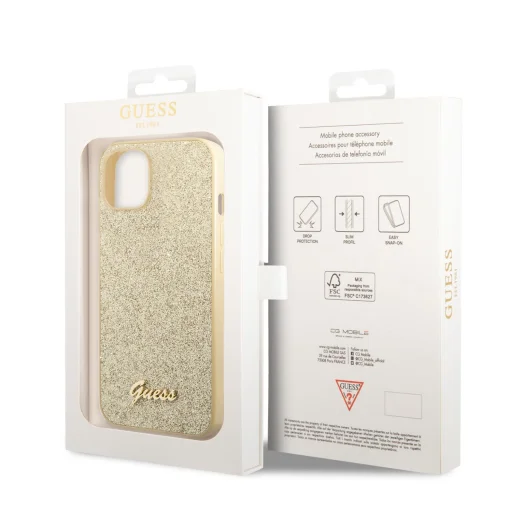 iPhone 14 Guess PC/TPU Glitter Flakes Metal Logo tok arany (GUHCP14SHGGSHD) - 4