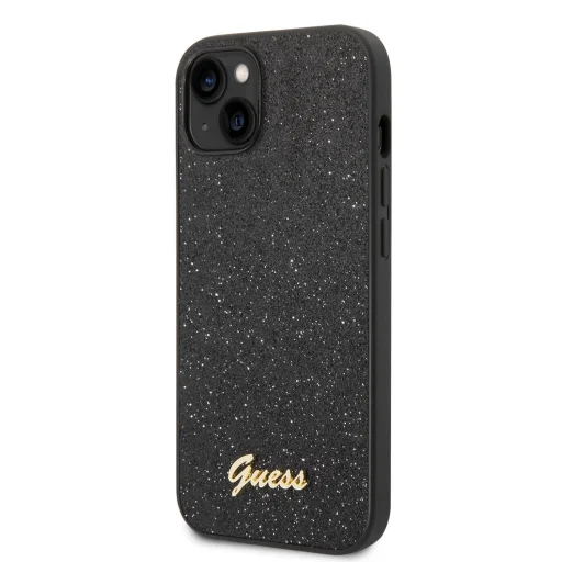 iPhone 14 Guess PC/TPU Glitter Flakes Metal Logo tok fekete (GUHCP14SHGGSHK) - 1