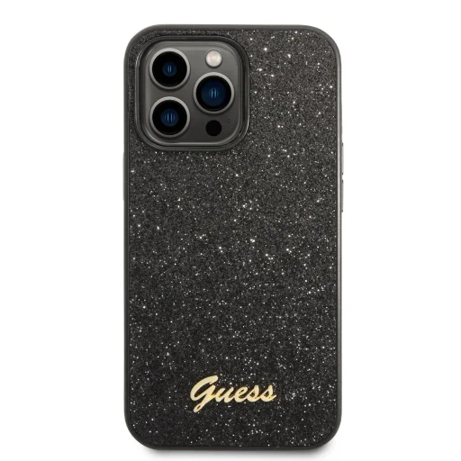 iPhone 14 Pro Guess PC/TPU Glitter Flakes Metal Logo tok fekete (GUHCP14LHGGSHK) - 3