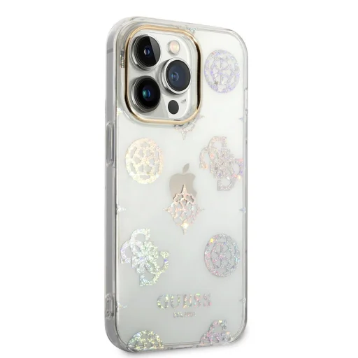 iPhone 14 Pro Guess PC/TPU Peony Glitter tok fehér (GUHCP14LHTPPTH) - 3