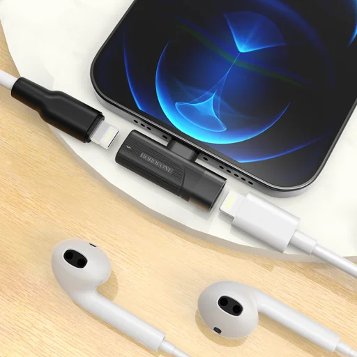 Borofone audio adapter BV14 Lightning - 2x Lightning fekete - 2