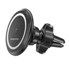 Borofone BH45 mágneses autós telefontartó szellőzőrácsra vezeték nélküli töltővel fekete Magsafe