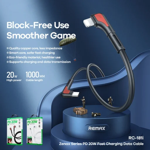 Remax Zenax RC-181I Type C- Lightning kábel PD 20W 1 m fekete - 3