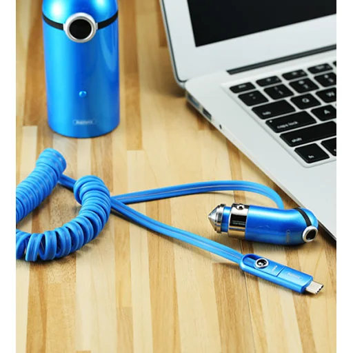 Remax Cutie autós töltő RCC-211 USB-micro USB, Lightning, Type C 2.1 A sárga - 8