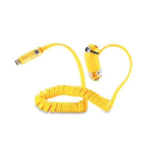 Remax Cutie autós töltő RCC-211 USB-micro USB, Lightning, Type C 2.1 A sárga - 2