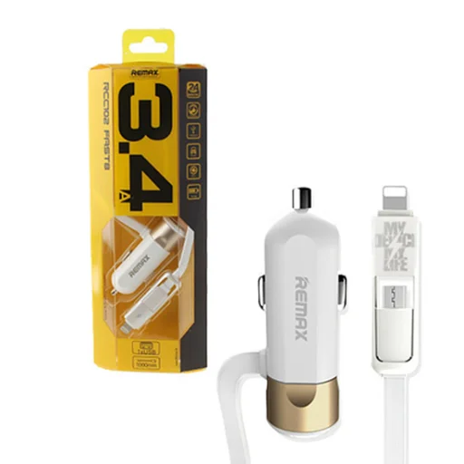 Remax RCC-102 autós töltő USB-micro USB, Lightning kábel 3.4A arany - 2