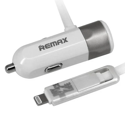 Remax RCC-102 autós töltő USB-micro USB, Lightning kábel 3.4A ezüst - 7
