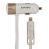 Remax RCC-102 autós töltő USB-micro USB, Lightning kábel 3.4A arany thumbnail
