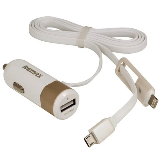 Remax RCC-102 autós töltő USB-micro USB, Lightning kábel 3.4A arany - 7