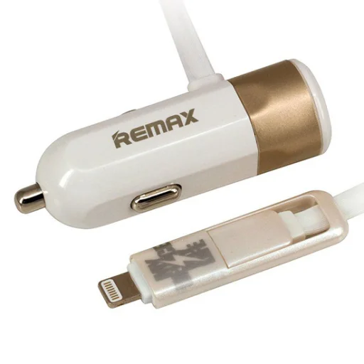 Remax RCC-102 autós töltő USB-micro USB, Lightning kábel 3.4A arany - 8