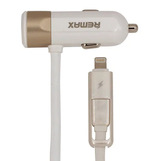 Remax RCC-102 autós töltő USB-micro USB, Lightning kábel 3.4A arany - 4