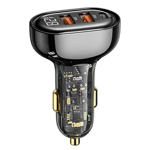 USAMS autós töltő 1xUSB-C 2xUSB-A 125W gyorstöltéssel átlátszó-fekete - 13