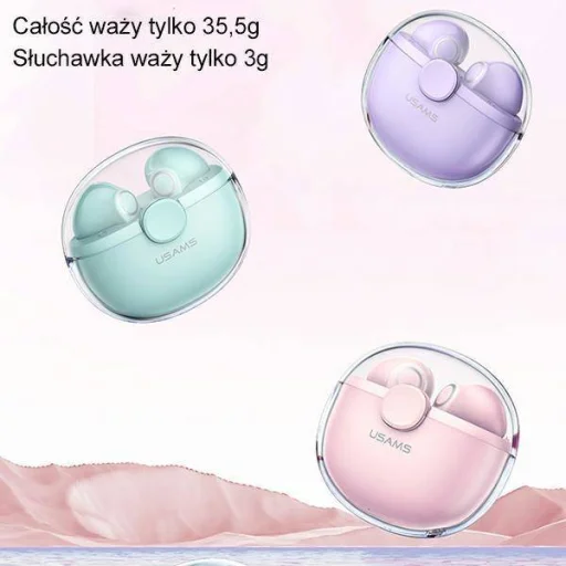 USAMS TWS BU Bluetooth 5.1 vezeték nélküli fülhallgató rózsaszín - 8