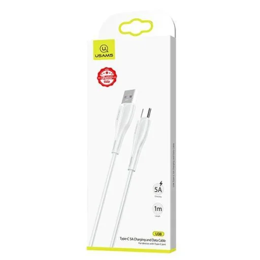 USAMS U38 USB-C kábel gyorstöltéssel 5A 1m fehér - 4